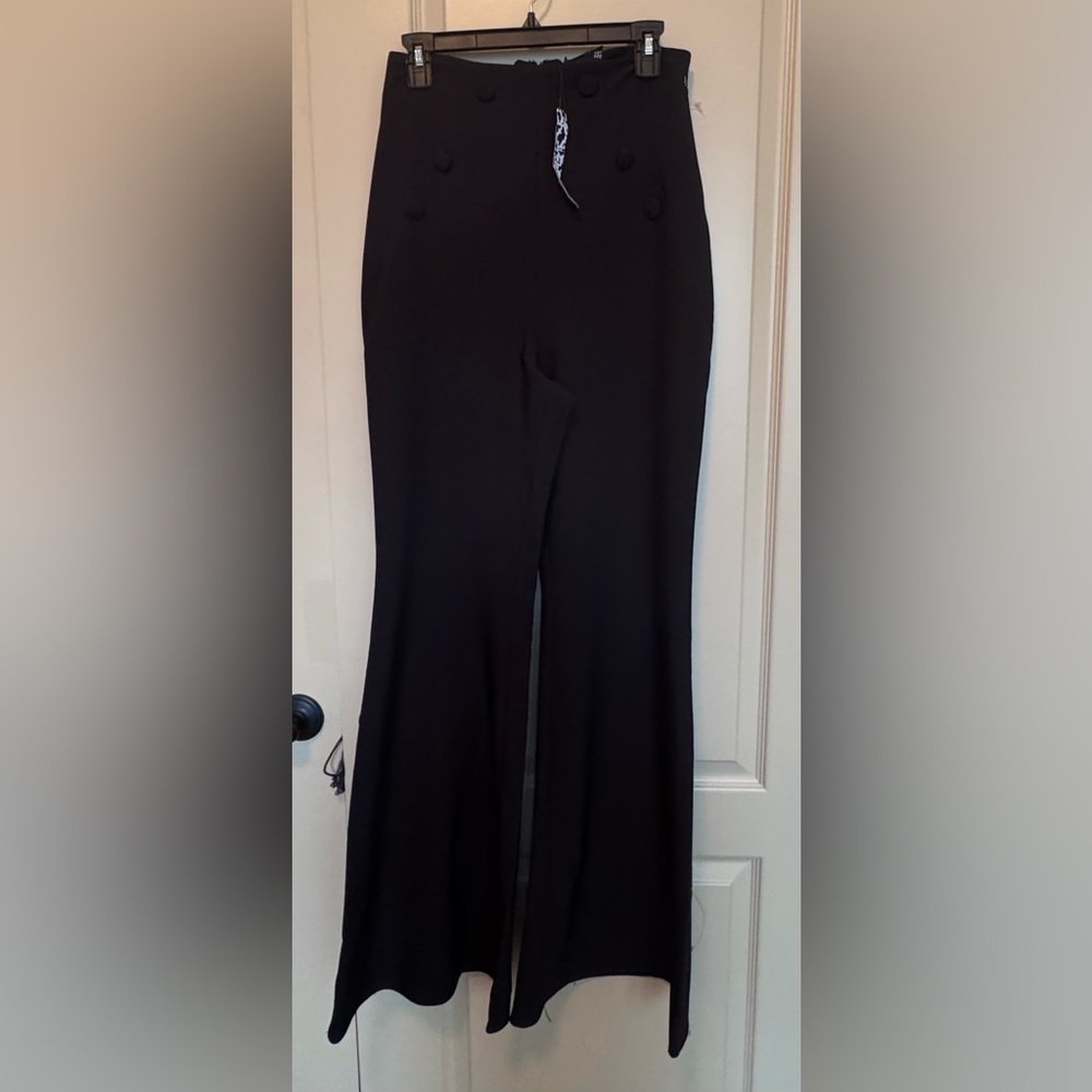 ASOS  LuXE Black  wide leg High-Waist Pants